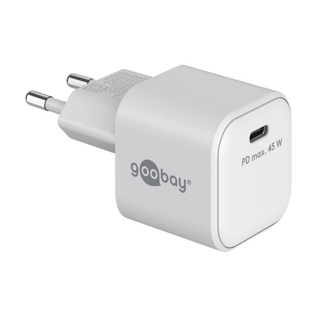 Goobay 45 Watt kleine snellader - 1 x USB C PD - GaN lader - Wit