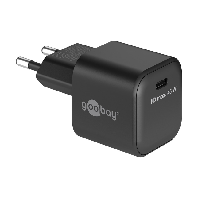 Goobay 45 Watt kleine snellader - 1 x USB C PD - GaN lader - Zwart