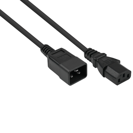 IEC-verlengkabel C20 naar C13 – 0,5 meter – Zwart – 1,00 mm² – Koperen geleiders