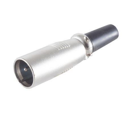 XLR 3-pins connector (mannelijk) – Plastic trekontlasting – grijs/zwart