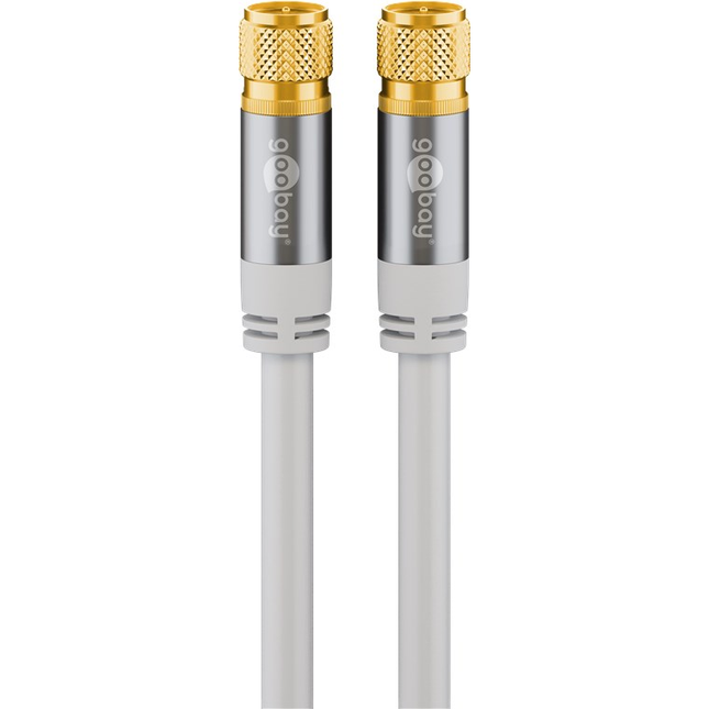 Goobay coaxkabel - 1 meter - 4-voudig afgeschermd - 100% koper - 2 x F-stekker mannelijk - Wit