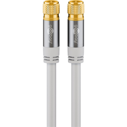 Goobay coaxkabel - 1 meter - 4-voudig afgeschermd - 100% koper - 2 x F-stekker  - Wit