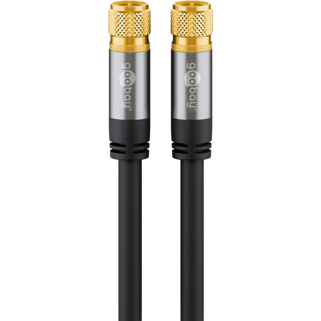 Goobay coaxkabel - 1 meter - 4-voudig afgeschermd - 100% koper - 2 x F-stekker mannelijk - Zwart