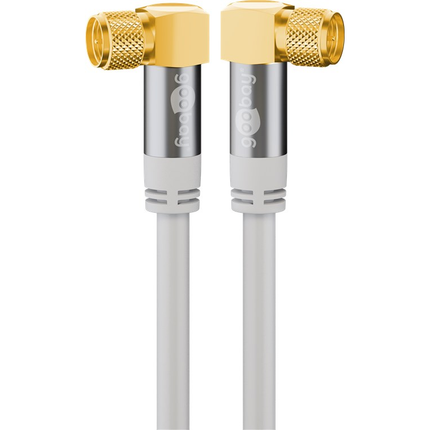Goobay coaxkabel - 3 meter - 4-voudig afgeschermd - 100% koper - 2 x F-stekker haaks mannelijk - Wit