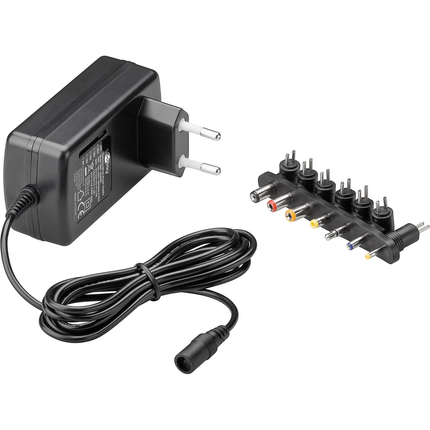Universele voedingsadapter - 9–24V DC - 24W - 1A-1,5A - 7 Verwisselbare Pluggen - 1,6 meter