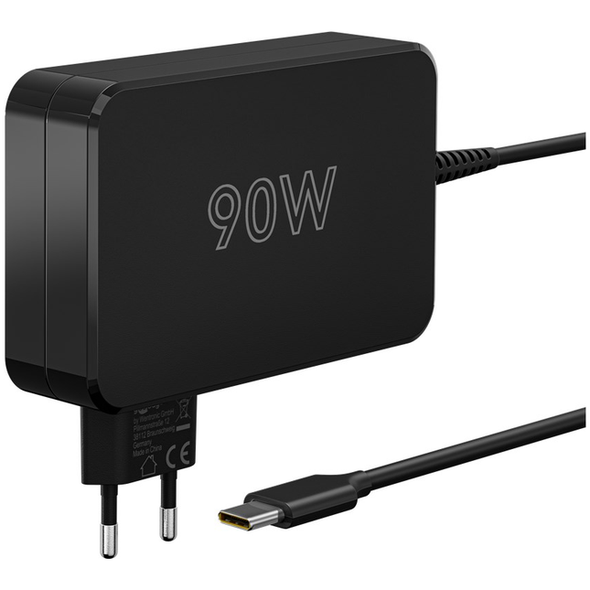 USB-C laptopoplader - 90 W – Compacte voeding met Power Delivery – 1,8 meter - Zwart
