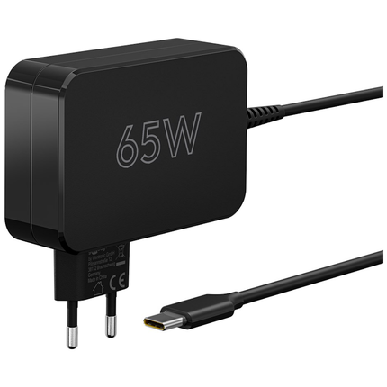 USB-C laptopoplader - 65 W – Compacte voeding met Power Delivery – 1,8 meter - Zwart