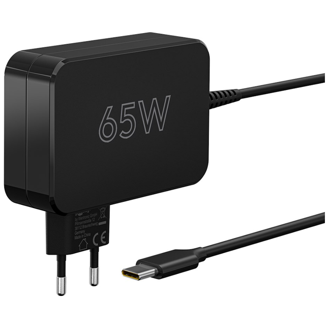 USB-C laptopoplader - 65 W – Compacte voeding met Power Delivery – 1,8 meter - Zwart