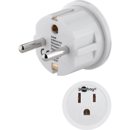 Reisadapter VS/Japan (type B) naar Europa (type E/F) -Geaard - Wit