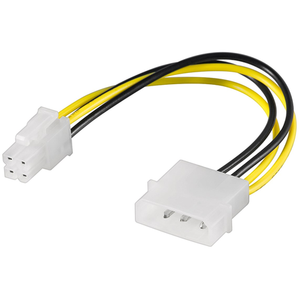 PC-voedingsadapter kabel – 5,25" Molex (m) naar ATX12V P4 (m) – 4-pins – 12V