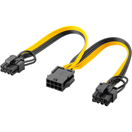 EPS12V 8-pins (v) naar 2x PCIe 8-pins (6+2) (m) voedingskabel – 20 cm