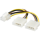 Stroomkabel/Adapter – 6-pins PCI-E / PCI Express – 2x 4-pins HDD naar 6-pins PCIe (v)