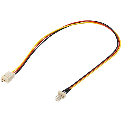 30 cm Verlengkabel voor PC-ventilatorvoeding, 3-pins mannelijke/vrouwelijke connector