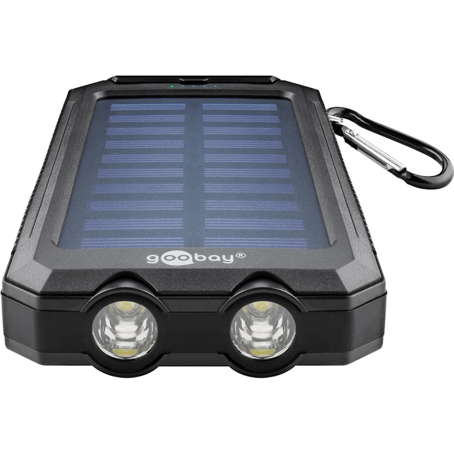 20.000 mAh Solar powerbank  -  2x USB-A - Zaklamp - IP44