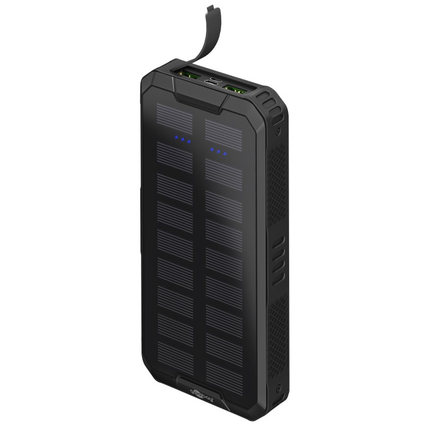 20.000 mAh Solar powerbank  - 1x USB-C + 2x USB-A - Zaklamp - Met PD & QuickCharge 3.0 - IP44