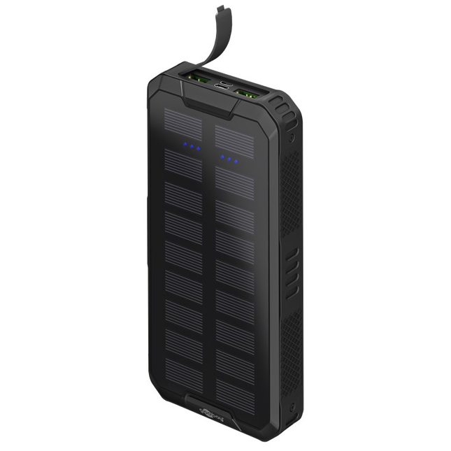 20.000 mAh Solar powerbank  - 1x USB-C + 2x USB-A - Zaklamp - Met PD & QuickCharge 3.0 - IP44