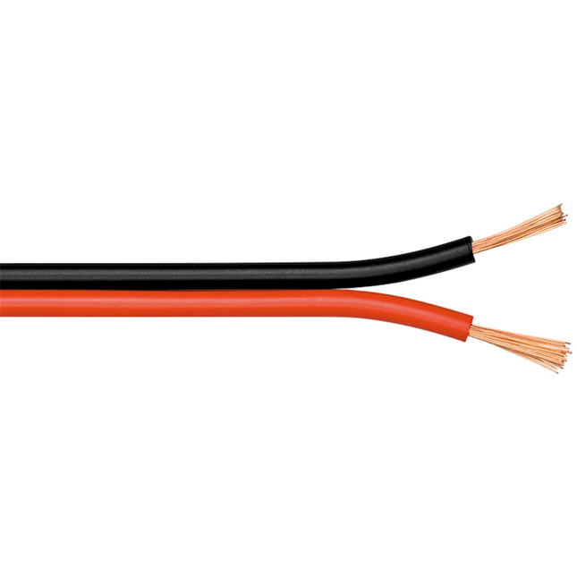Luidsprekerkabel – 2x 0,50 mm² – OFC koper – Open uiteinden - 25 meter – Rood/Zwart