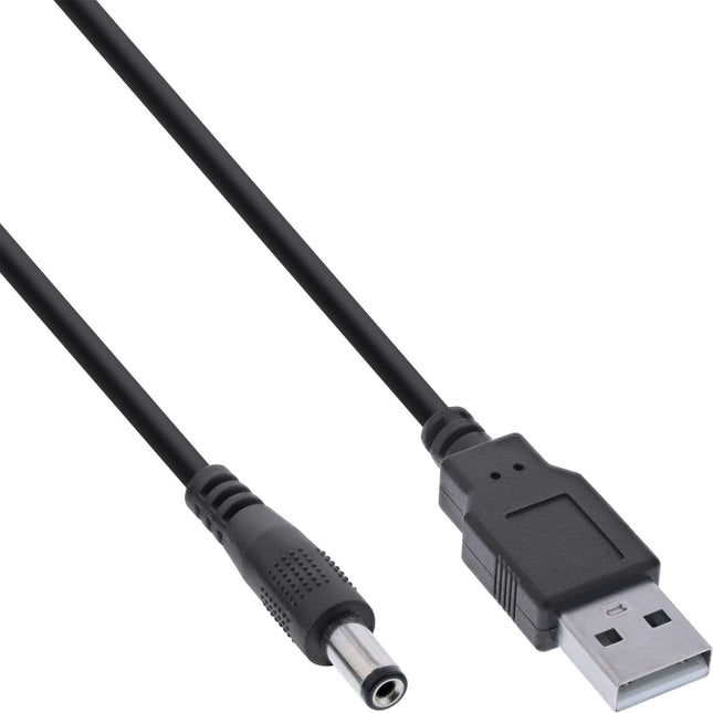 1 meter USB-A naar DC-Plug Kabel – 5,5 x 2,5 mm – 5V/3A – 15W – Zwart