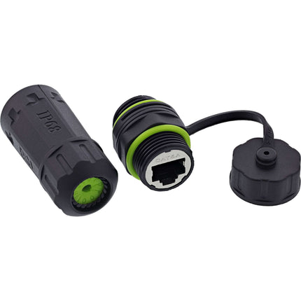 Patchkabelkoppeling Cat.6A – kort – IP68 – 2x RJ45 – afgeschermd