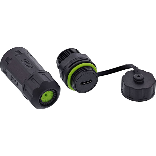 USB-C-koppeling, kort, IP68, 2x USB-C-aansluiting, afgeschermd