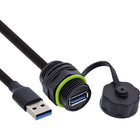 50 cm USB-A-koppeling, IP68, afgeschermd, van contactdoos naar stekker
