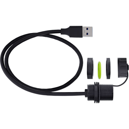 50 cm USB-A-koppeling, IP68, afgeschermd, van contactdoos naar stekker