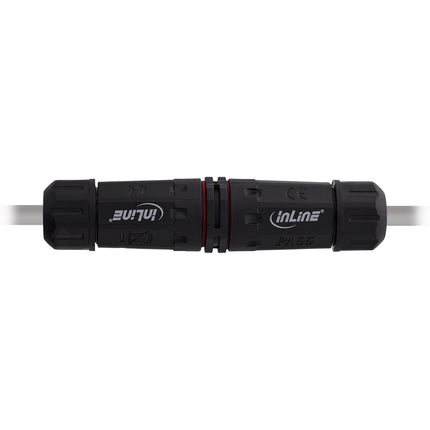 Netstroomkoppeling IP68 3-polig 2-weg M20 – zwart