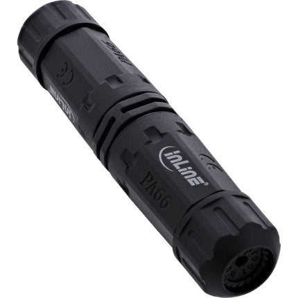 Netstroomkoppeling IP68 3-polig 2-weg M20 – zwart