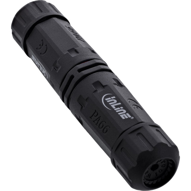 Netstroomkoppeling IP68 3-polig 2-weg M20 – zwart