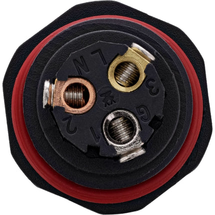 Netstroomkoppeling IP68, 3-polig, 4-weg, M20, zwart