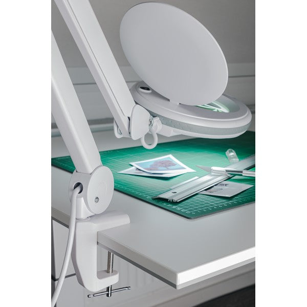 Reservetafelklem voor Loeplampen met Scharnierarm – Wit