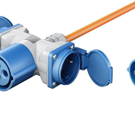 10 meter CEE camping stroomkabel - Met 2 extra stopcontacten - IP44 waterdicht - 3 x 2.5 mm² koperen kern