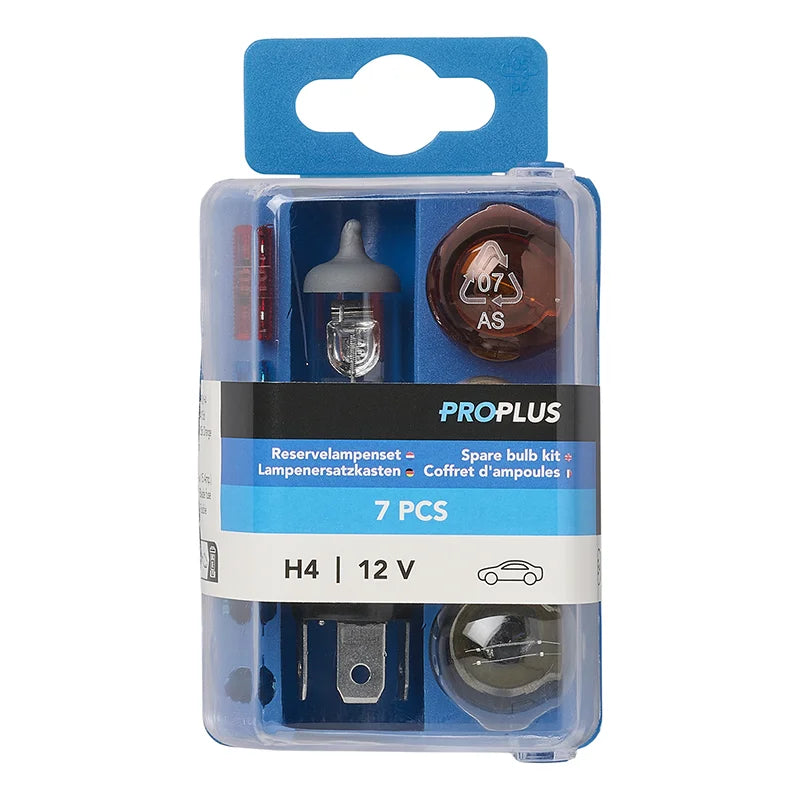 ProPlus H4 reservelampenset 12 V – 7-delig – met oranje knipperlichtlamp