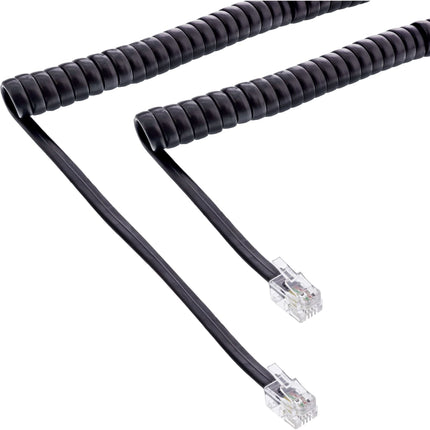Max 4 meter Spiraalkabel RJ10 4P4C M/M – Zwart