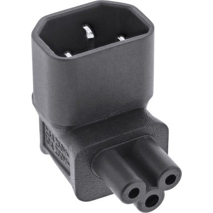Voedingsadapter C5 (v) naar C14 (m) - Zwart - 250V / 2,5A - Haaks naar boven