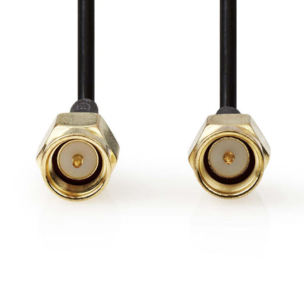 SMA Male naar SMA Male RF-kabel - RG174 - 50 Ohm - 5 meter - Vergulde contacten - Zwart