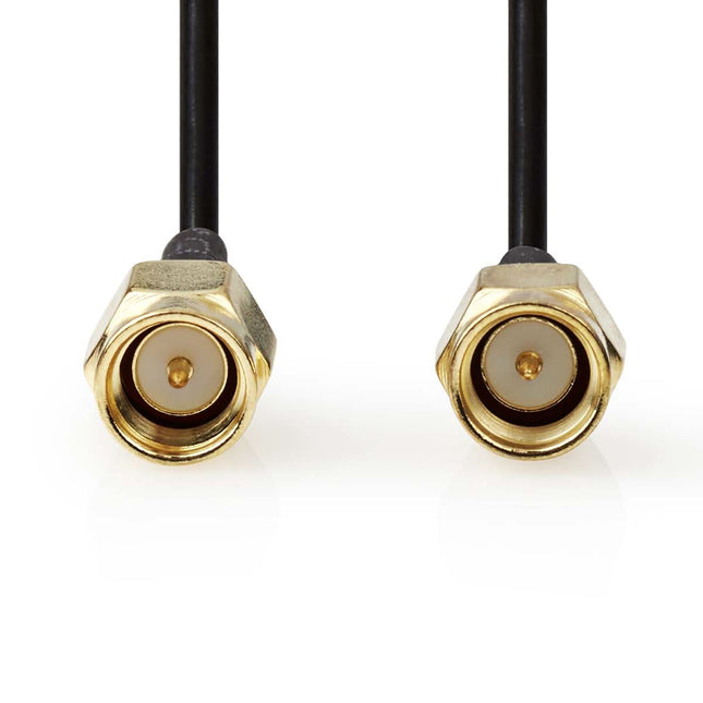 SMA Male naar SMA Male RF-kabel - RG174 - 50 Ohm - 5 meter - Vergulde contacten - Zwart