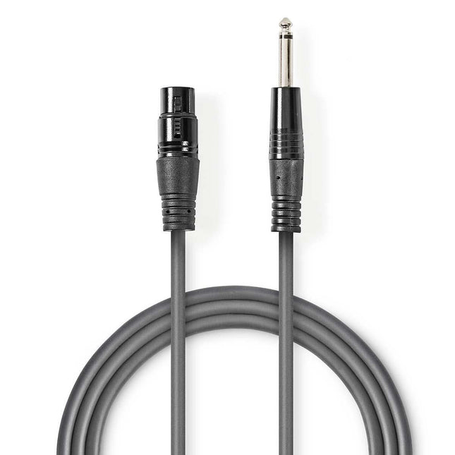 XLR (vrouwelijk) – 6,35mm Jack (mannelijk) Mono Audiokabel - 1,5 meter - Koper