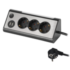 Bureau stekkerdoos met 3 stopcontacten en 2 USB-poorten – zwart – 1,5 m
