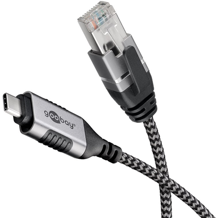 10 meter premium Slimline USB-C naar RJ45 LAN-kabel - USB 3.0 - CAT6 - F/UTP - Zwart