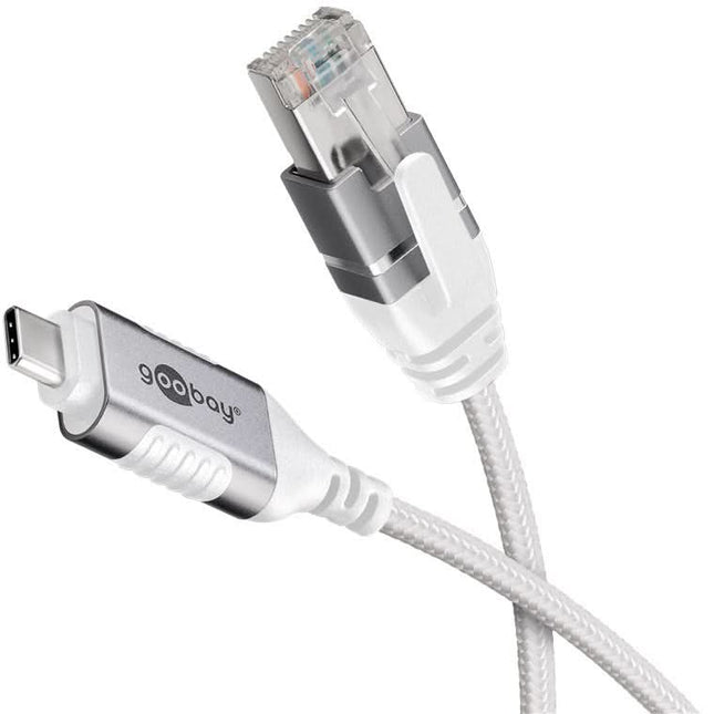 7,5 meter premium Slimline USB-C naar RJ45 LAN-kabel - USB 3.0 - CAT6 - F/UTP - Wit