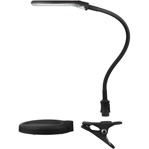 LED-Loeplamp 2-in-1 met Tafelvoet en Klem – 6 W – 1,75x Vergroting – Zwart
