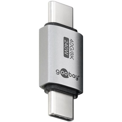 Koppelstuk USB-C - USB-C (m) naar USB-C (m) - USB4 40 Gbps - PD 240W - 8K 60Hz - aluminium