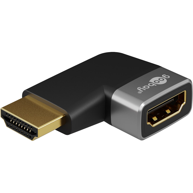 HDMI Hoekadapter 90° Horizontaal - HDMI-A (v) naar HDMI-A (m) - 8K @ 60Hz - Verguld - Zwart//zilver