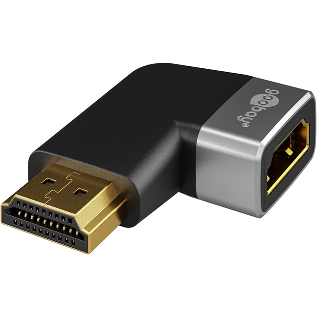 HDMI Hoekadapter 270° Horizontaal - HDMI-A (v) naar HDMI-A (m) - 8K @ 60Hz - Verguld - Zwart/zilver