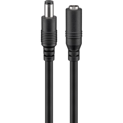 DC Verlengkabel - 5,5 x 2,1 mm - Mannelijk naar Vrouwelijk - koper- 5 meter - Zwart