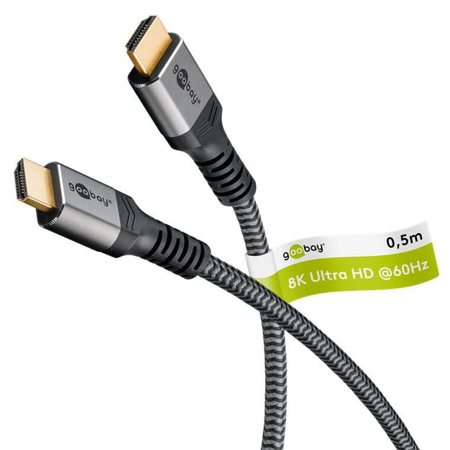 1 meter Plus HDMI-kabel -HDMI 2.1 (tot 8K @ 60Hz + HDR) - Zwart/zilver