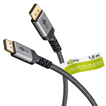 3 meter premium DisplayPort (m) - DisplayPort (m) DP 2.1a - 16K @ 60Hz - 100% koper - Verguld - Grijs