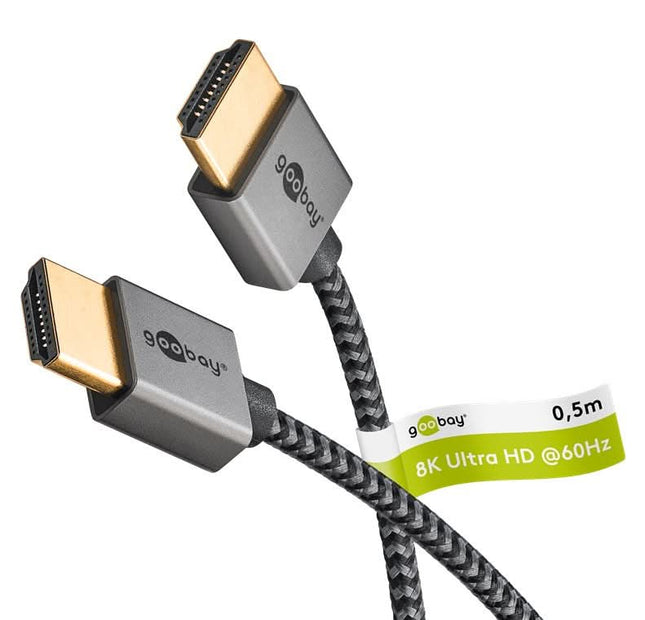 2 meter Plus HDMI-kabel | Slimline | HDMI 2.1 (tot 8K @ 60Hz + HDR) - Zwart/zilver
