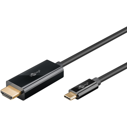 1 meter USB-C naar HDMI kabel – 4K @ 60Hz – Verguld - Zwart